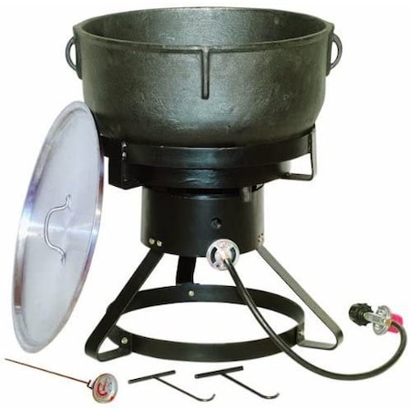 King Kooker Outdoor Cooker, 60K BTU, 10 Gallon Jambalaya Pot, Cast Iron 1740